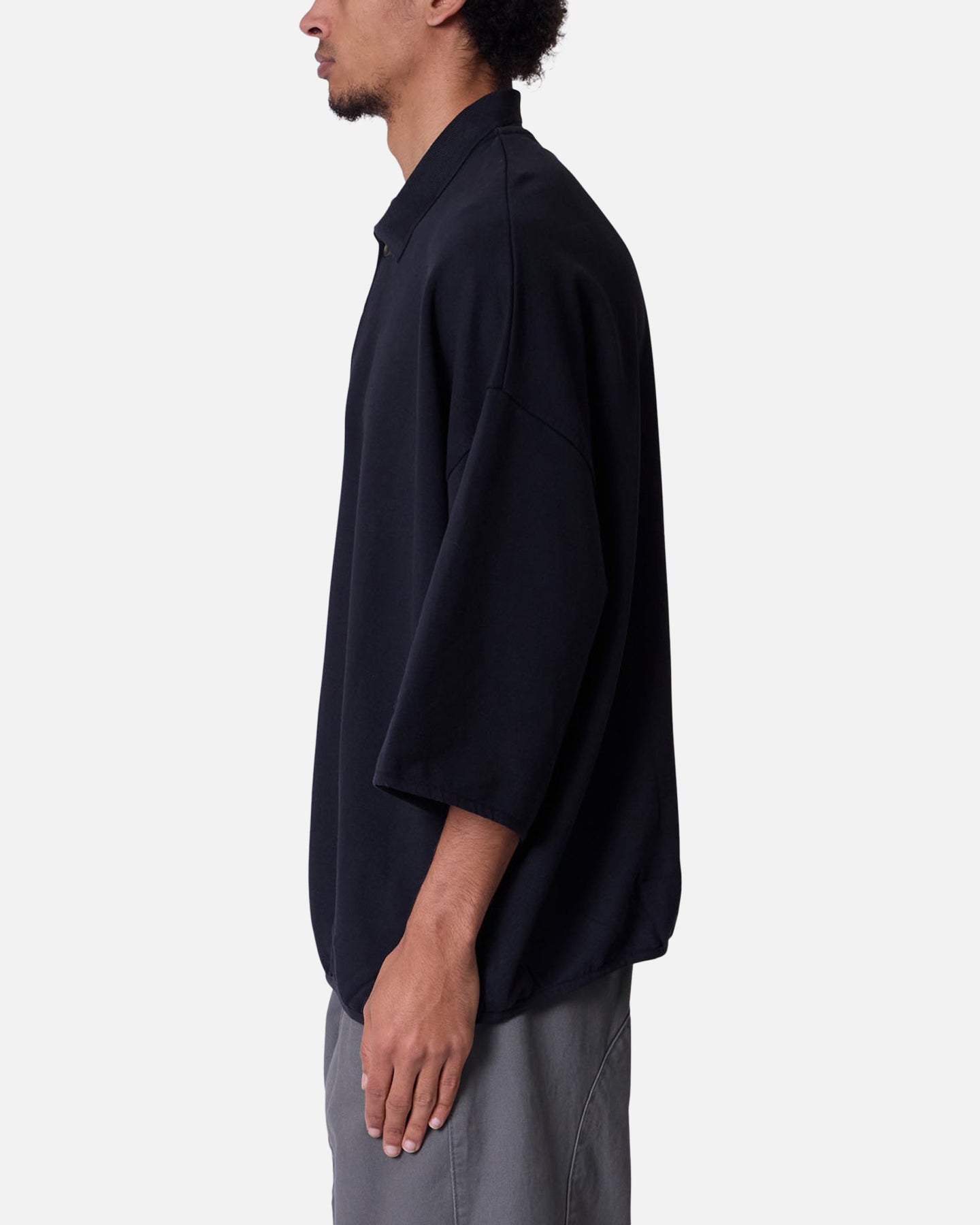 MNML Oversized Knit Polo Shirt Black | Culture Kings US