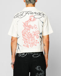 Ed Hardy Techno Button Up Shirt Off White