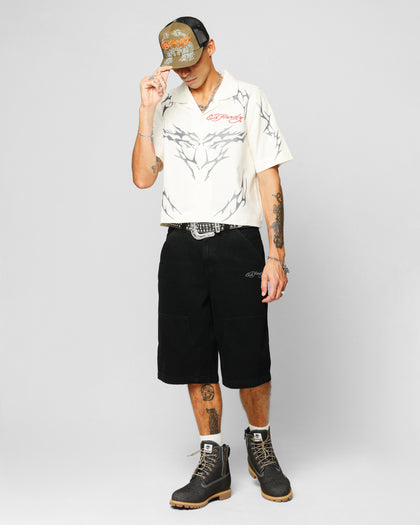 Ed Hardy Techno Button Up Shirt Off White