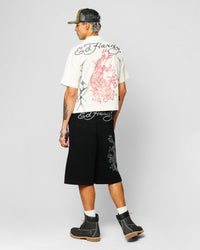 Ed Hardy Techno Button Up Shirt Off White