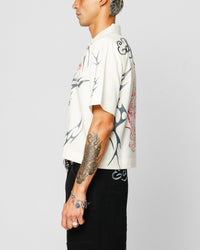 Ed Hardy Techno Button Up Shirt Off White