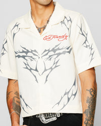 Ed Hardy Techno Button Up Shirt Off White