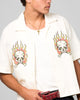 Ed Hardy Flaming Skull Button Up Shirt Off White
