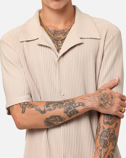 XXIII Pleated Button Up Shirt Tan