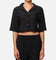 XXIII Women's Cropped Pleated Button Up Shirt Black