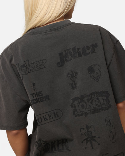 American Thrift X DC Batman The Joker Joker Logos Heavy T-Shirt Black Wash