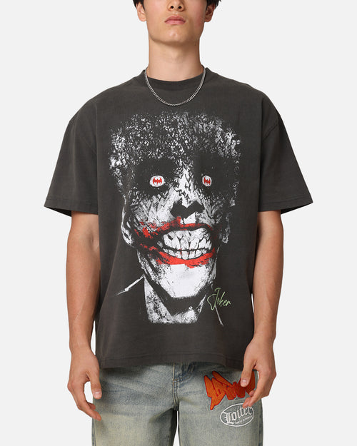 American Thrift X DC Batman The Joker Smile Heavy T-Shirt Black Wash