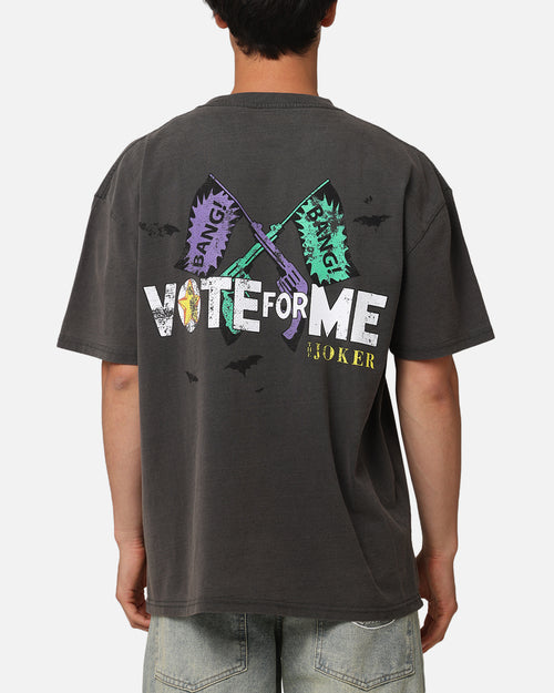 American Thrift X DC Batman The Joker Vote For Me Heavy T-Shirt Black Wash