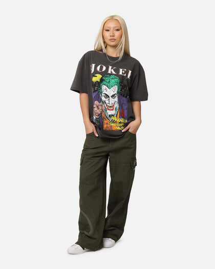 American Thrift X DC Batman The Joker Vote For Me Heavy T-Shirt Black Wash