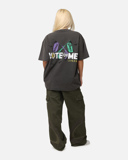 American Thrift X DC Batman The Joker Vote For Me Heavy T-Shirt Black Wash