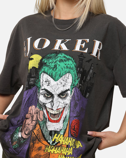 American Thrift X DC Batman The Joker Vote For Me Heavy T-Shirt Black Wash
