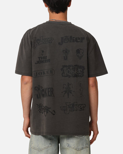 American Thrift X DC Batman The Joker Joker Logos Heavyweight T-Shirt Black Wash