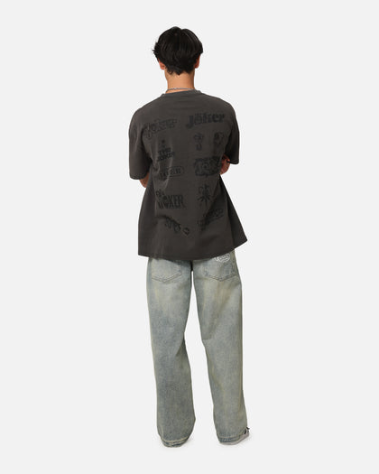 American Thrift X DC Batman The Joker Joker Logos Heavyweight T-Shirt Black Wash