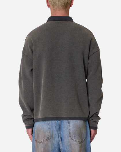 MNML Polo Thermal Long Sleeve T-Shirt Charcoal Grey