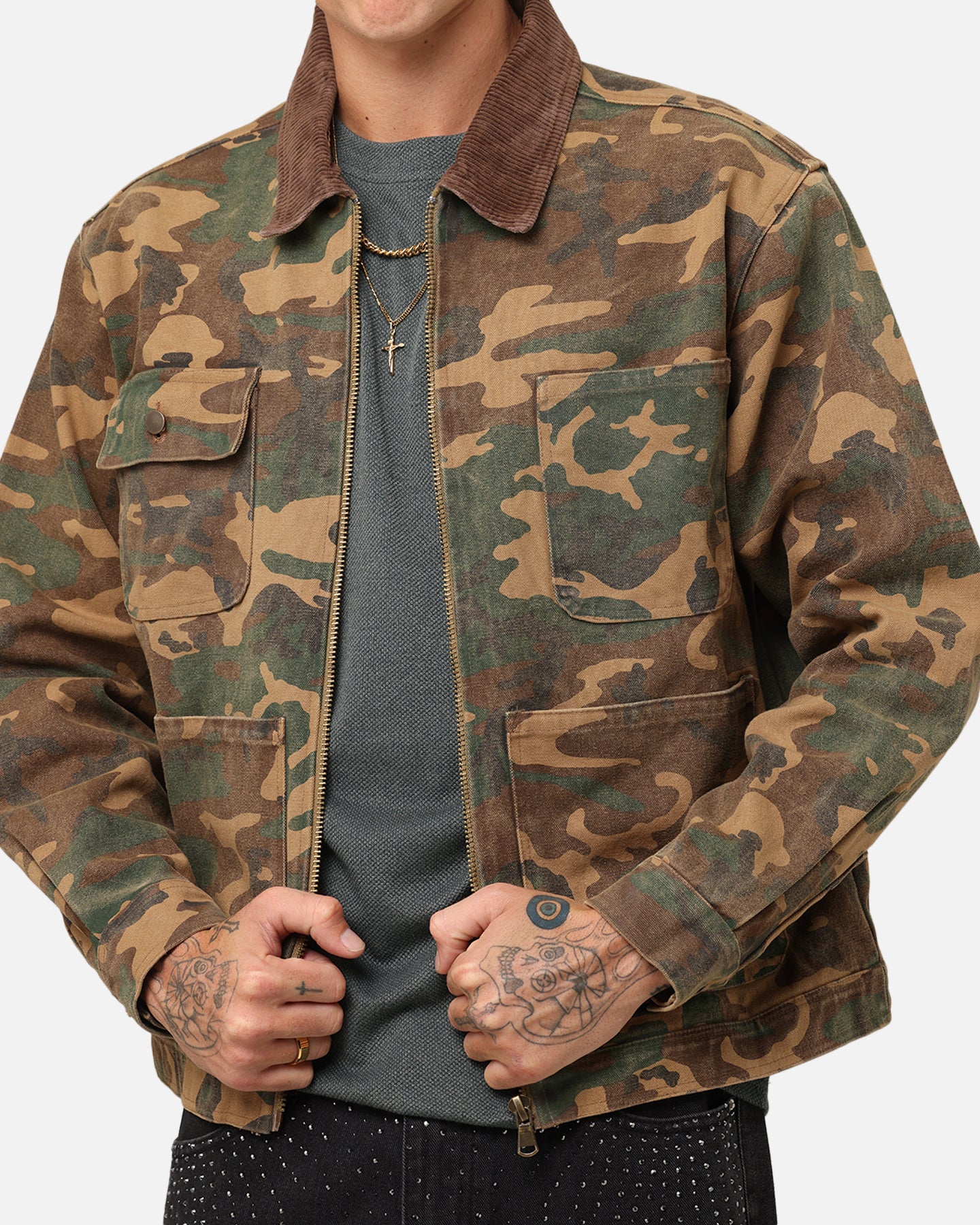 XXIII Camo Cargo Jacket Washed Green Camo | Culture Kings US