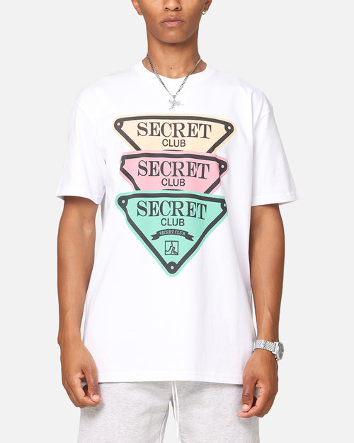 Secret Club Stacked Badge T-Shirt White