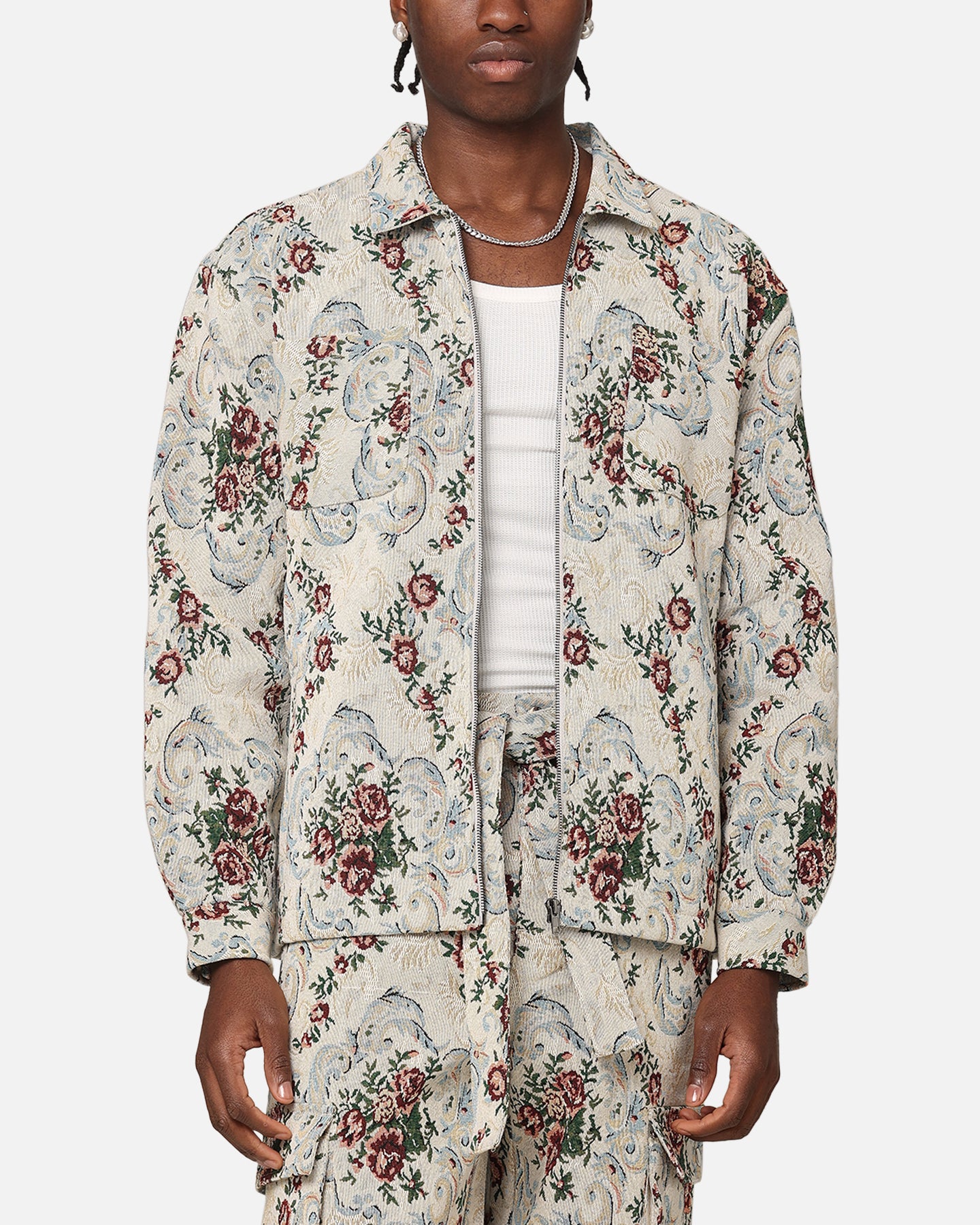 XXIII Floral Jacquard Jacket White Antique | Culture Kings US
