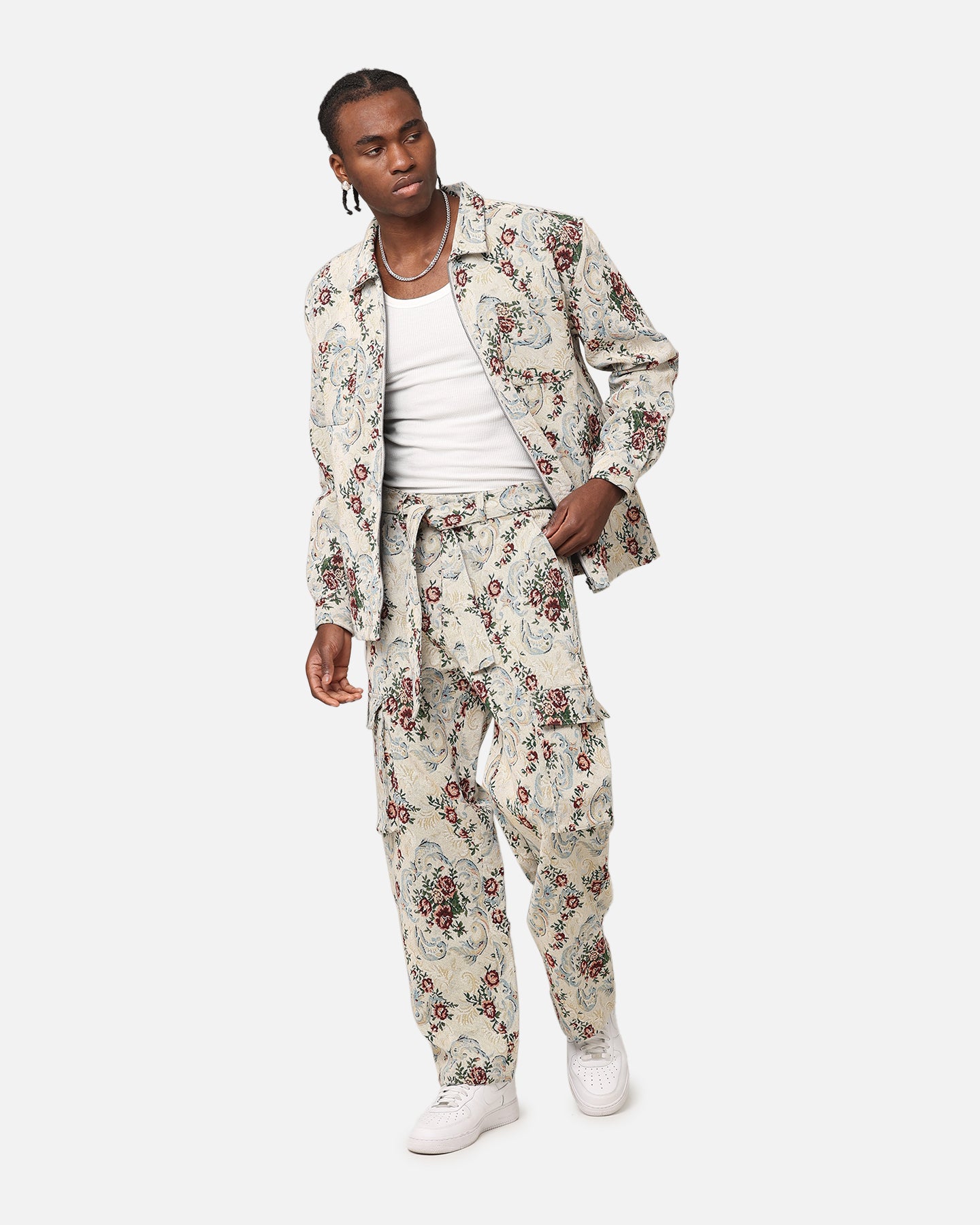 XXIII Floral Jacquard Jacket White Antique | Culture Kings US
