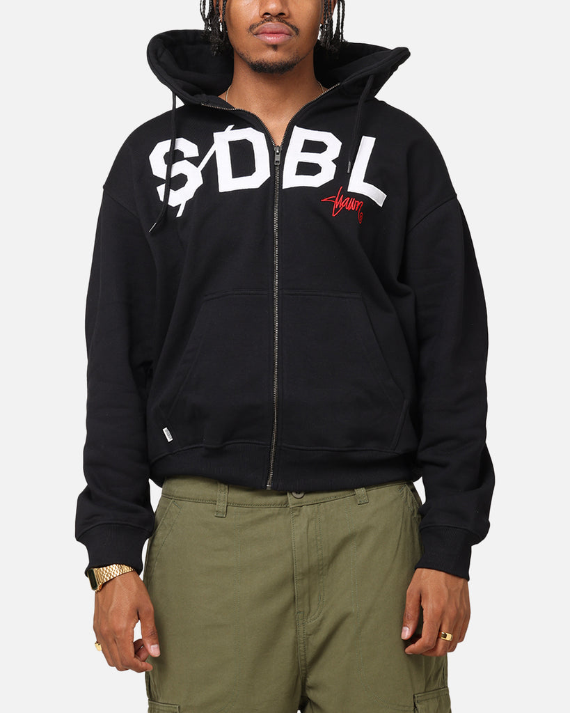 S Double Applique Zip-Up Hoodie Black | Culture Kings US