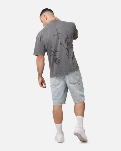 Saint Morta Destiny Rising Mock Neck T-Shirt Washed Charcoal