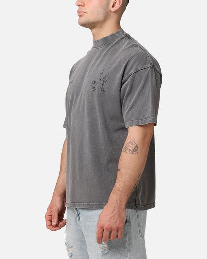 Saint Morta Destiny Rising Mock Neck T-Shirt Washed Charcoal