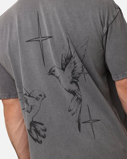 Saint Morta Destiny Rising Mock Neck T-Shirt Washed Charcoal