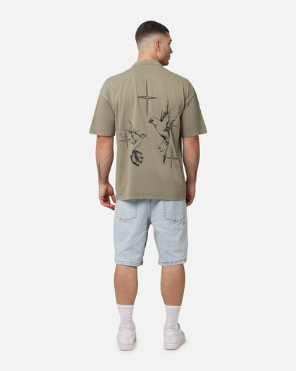 Saint Morta Destiny Rising Mock Neck T-Shirt Vintage Khaki