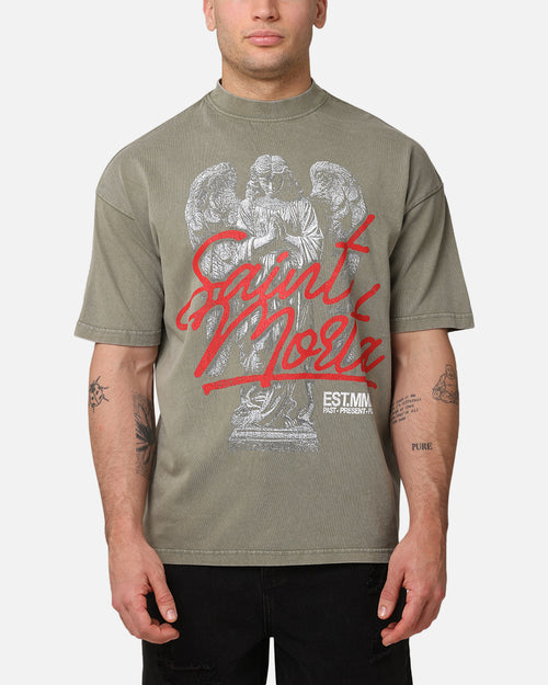 Saint Morta Forever Mock Neck T-Shirt Vintage Khaki