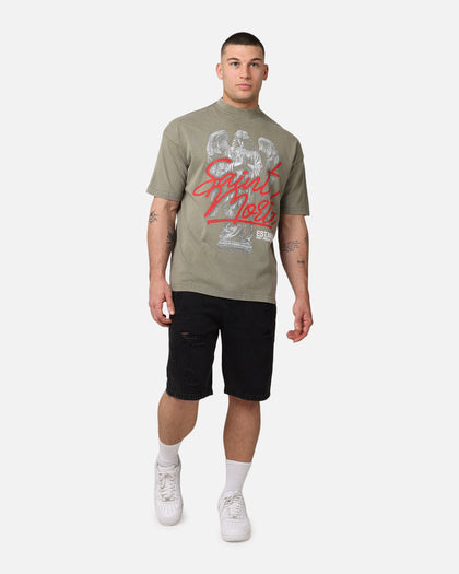 Saint Morta Forever Mock Neck T-Shirt Vintage Khaki