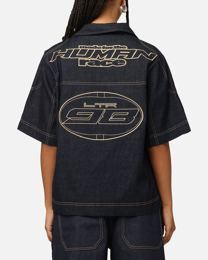 Loiter Motor Denim Button Up Shirt Indigo