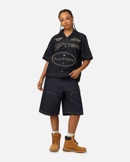 Loiter Motor Denim Button Up Shirt Indigo