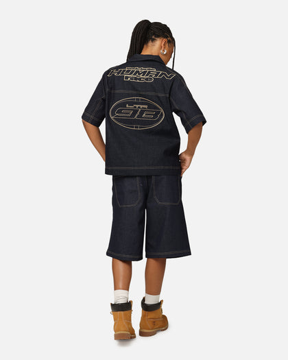 Loiter Motor Denim Button Up Shirt Indigo