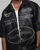 Loiter Motor PU Leather Button Up Shirt Black