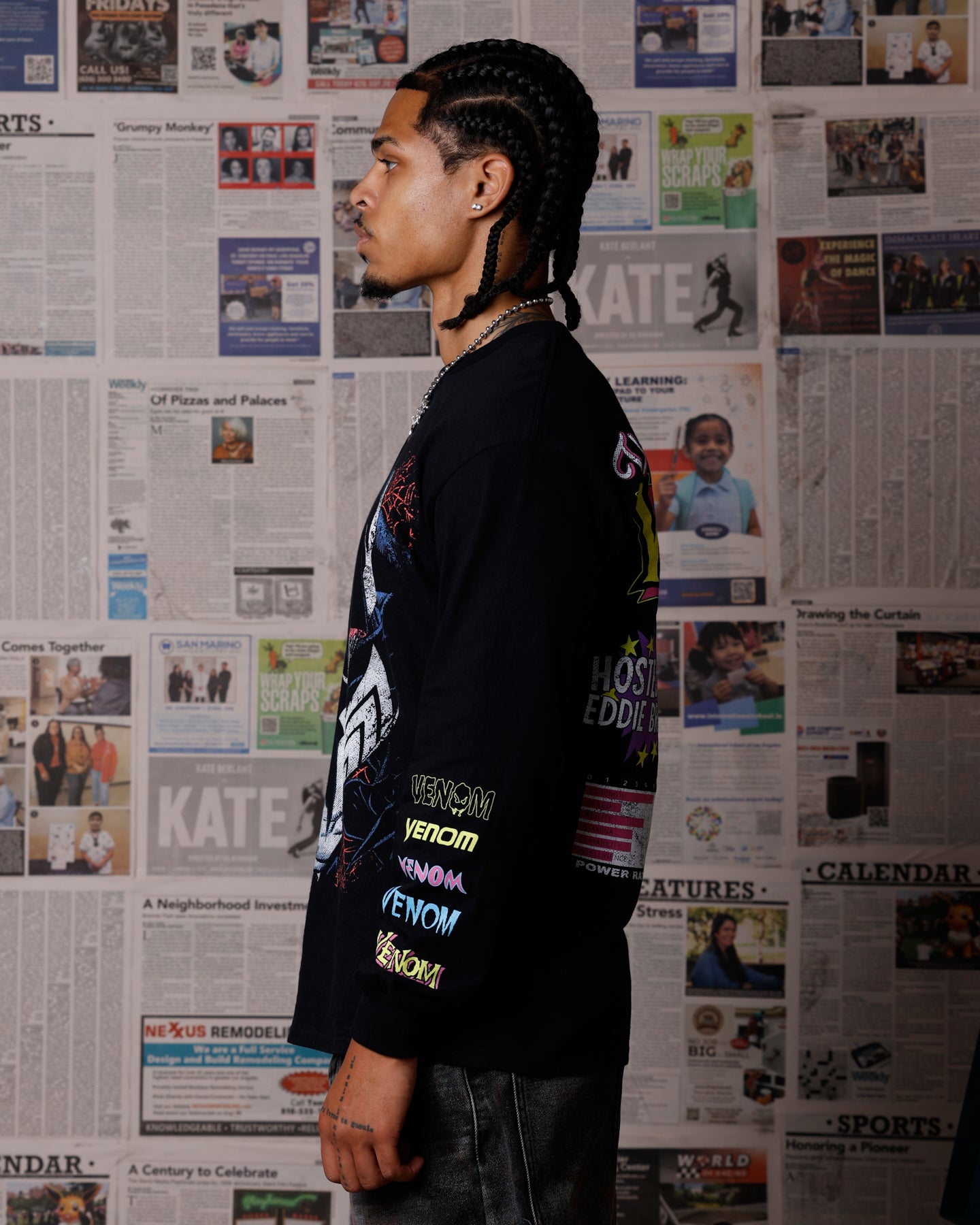 Goat Crew Marvel Venom Eddie Brock Long Sleeve T-Shirt Black