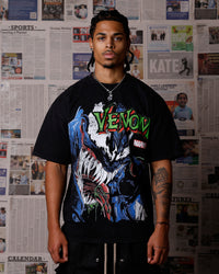 73Studio Marvel Venom Eddie Brock T-Shirt Black Acidwash