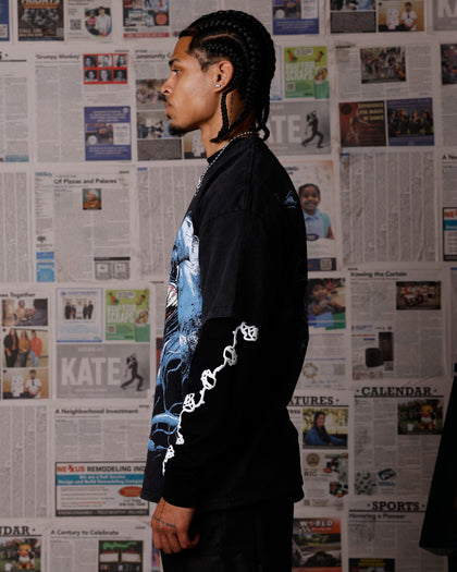 Goat Crew Marvel Venom Poster Vintage T-Shirt Black Acidwash