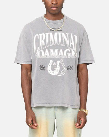 Criminal Damage Horseshoe T-Shirt Washed Black