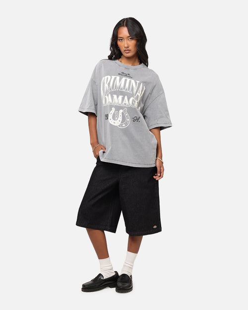 Criminal Damage Horseshoe T-Shirt Washed Black