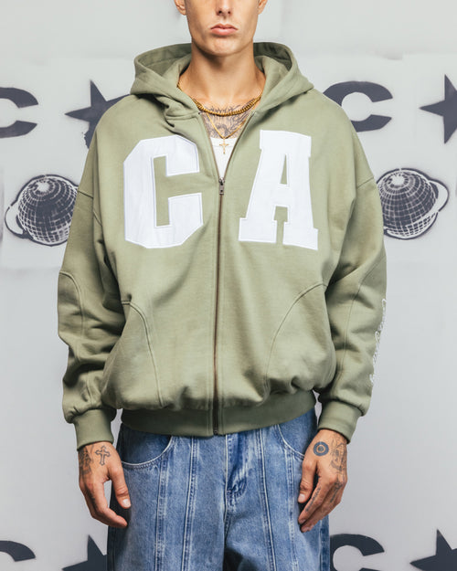 Carre Legacy Panelled Zip Hoodie Green