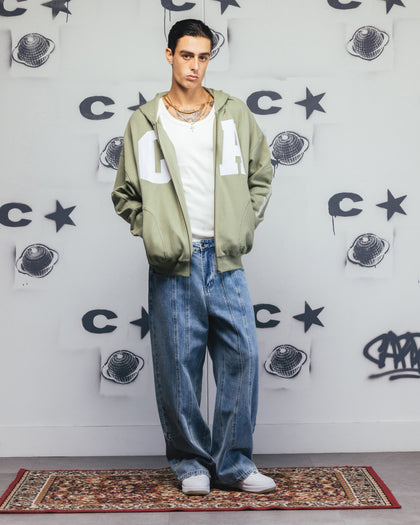 Carre Legacy Panelled Zip Hoodie Green