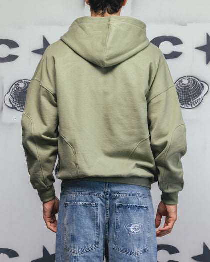 Carre Legacy Panelled Zip Hoodie Green