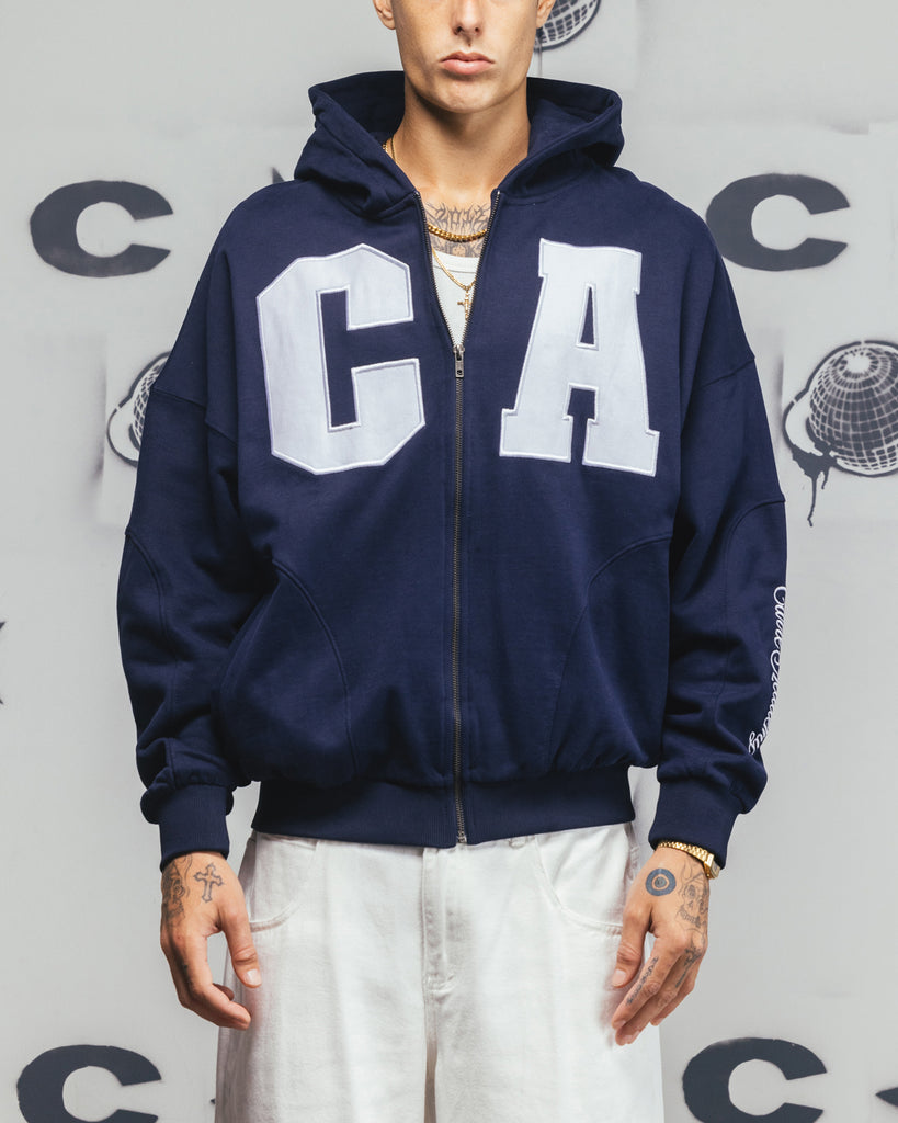 Carre Legacy Panelled Zip Hoodie Navy | Culture Kings US
