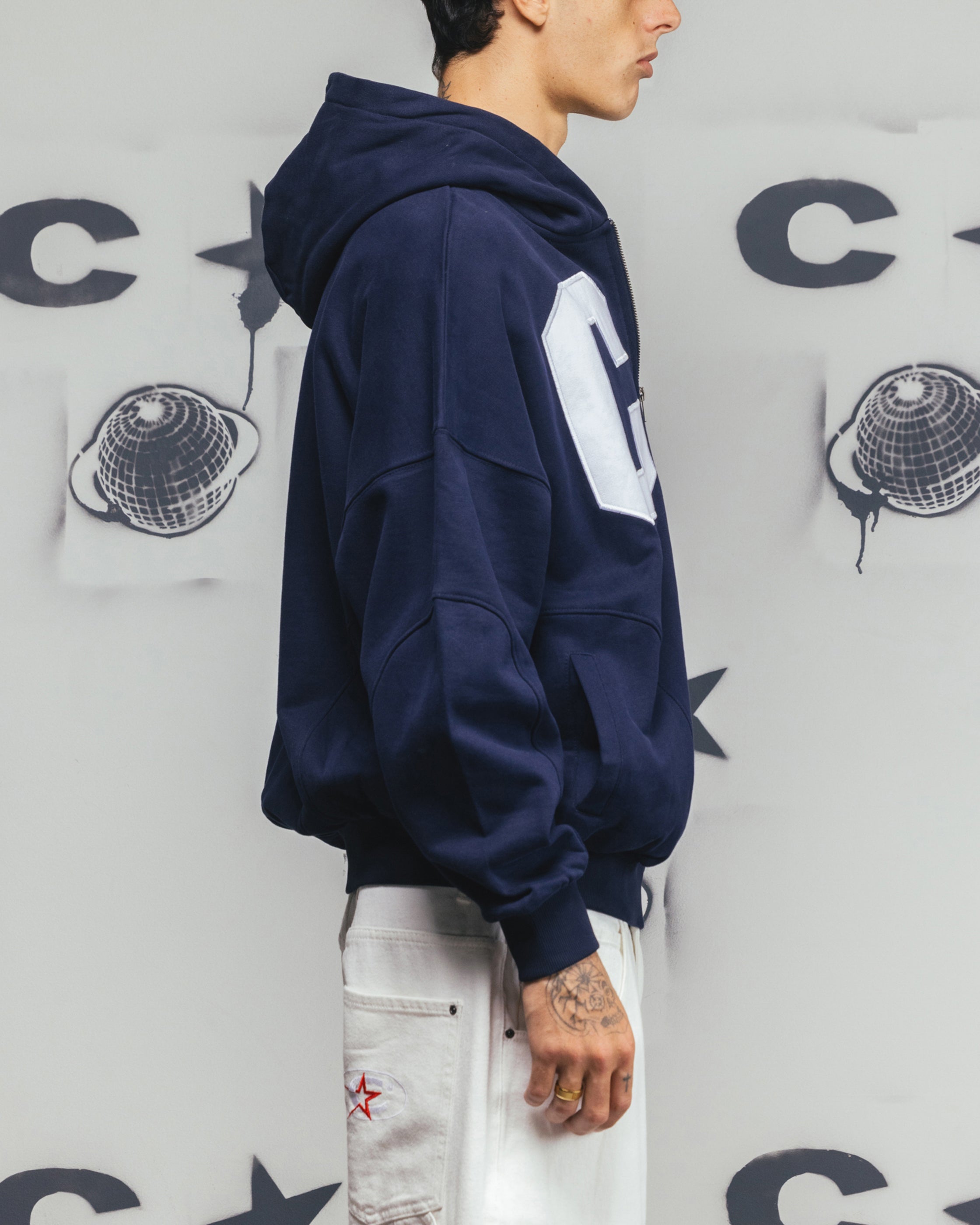 Carre Legacy Panelled Zip Hoodie Navy | Culture Kings US
