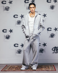 Carre Grit Zip Hoodie Grey Marle