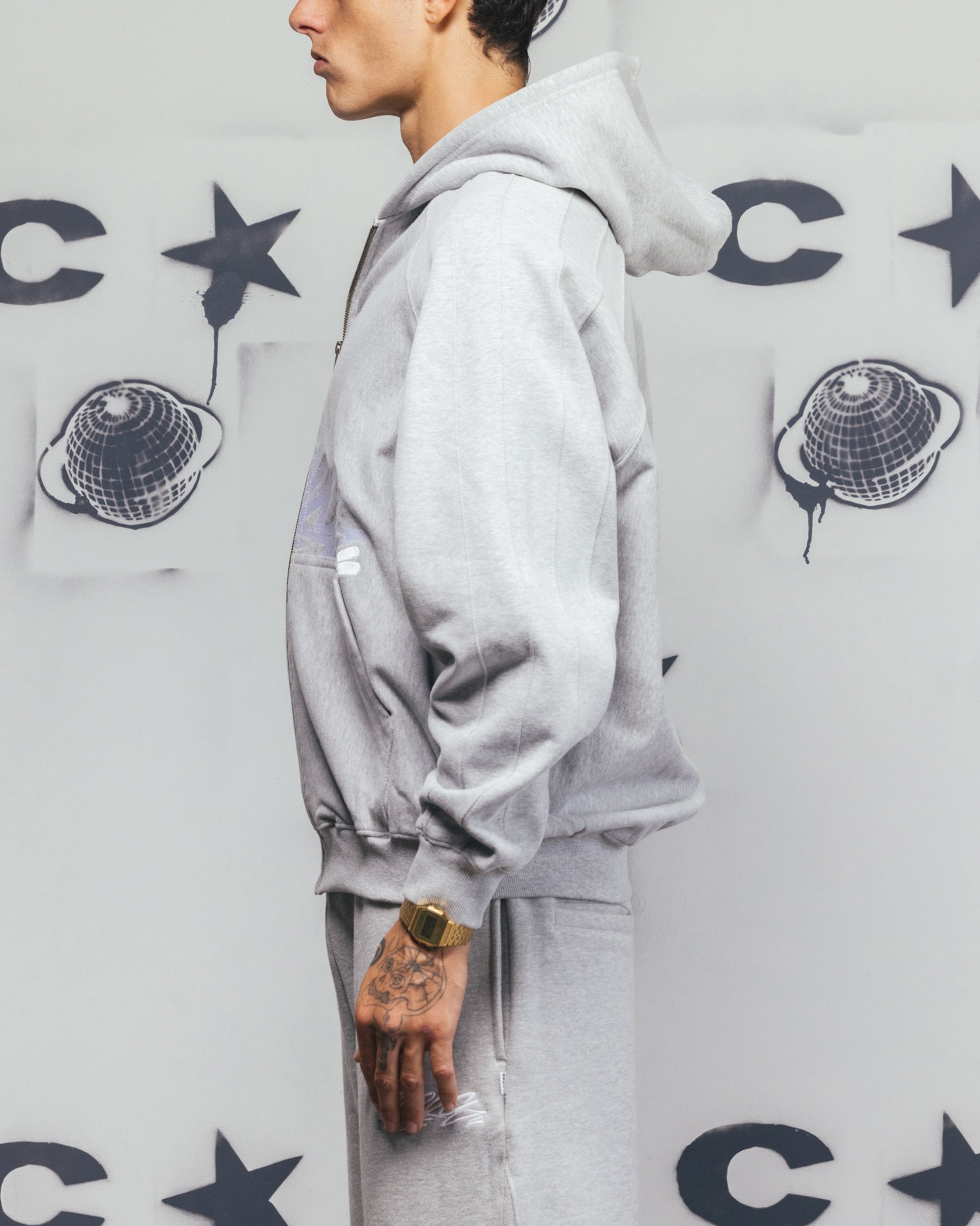 Carre Grit Zip Hoodie Grey Marle | Culture Kings US