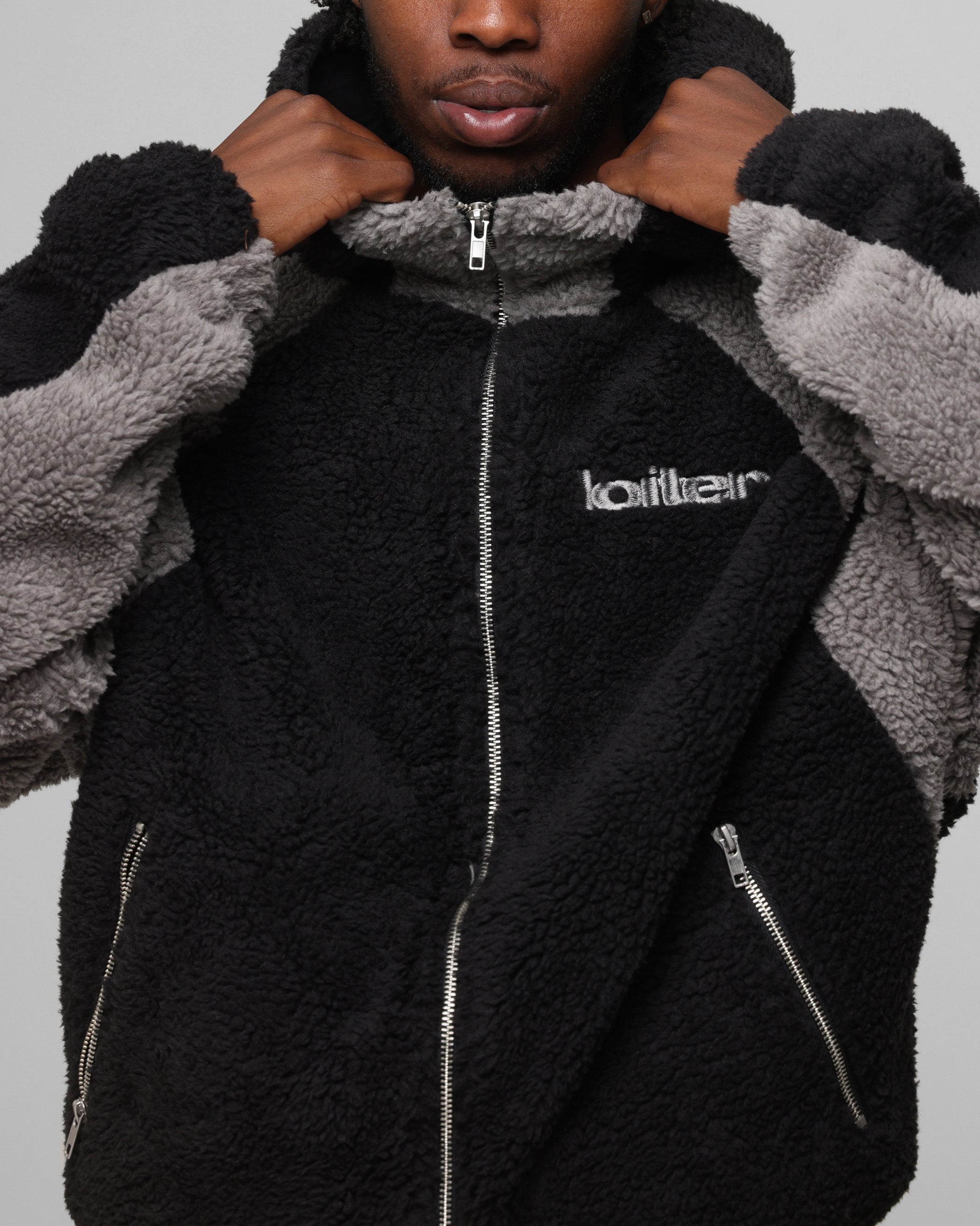 Loiter Speedway Fleece Jacket Black/Grey | Culture Kings US