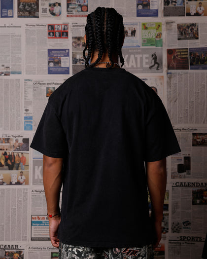 Goat Crew Marvel Venom Face T-Shirt Black Acidwash