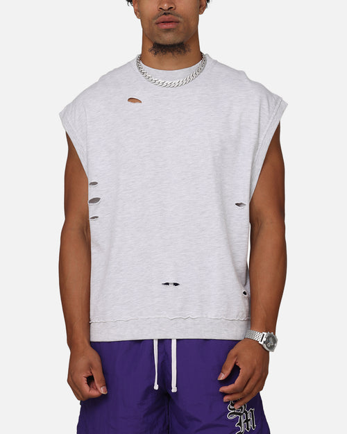 Saint Morta Premium Cut Off Sweat Shirt Light Grey Marle