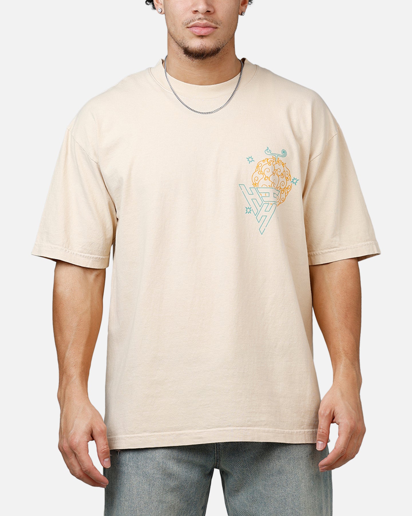 Hypland X One Piece Neon Flame T-Shirt Tan | Culture Kings US