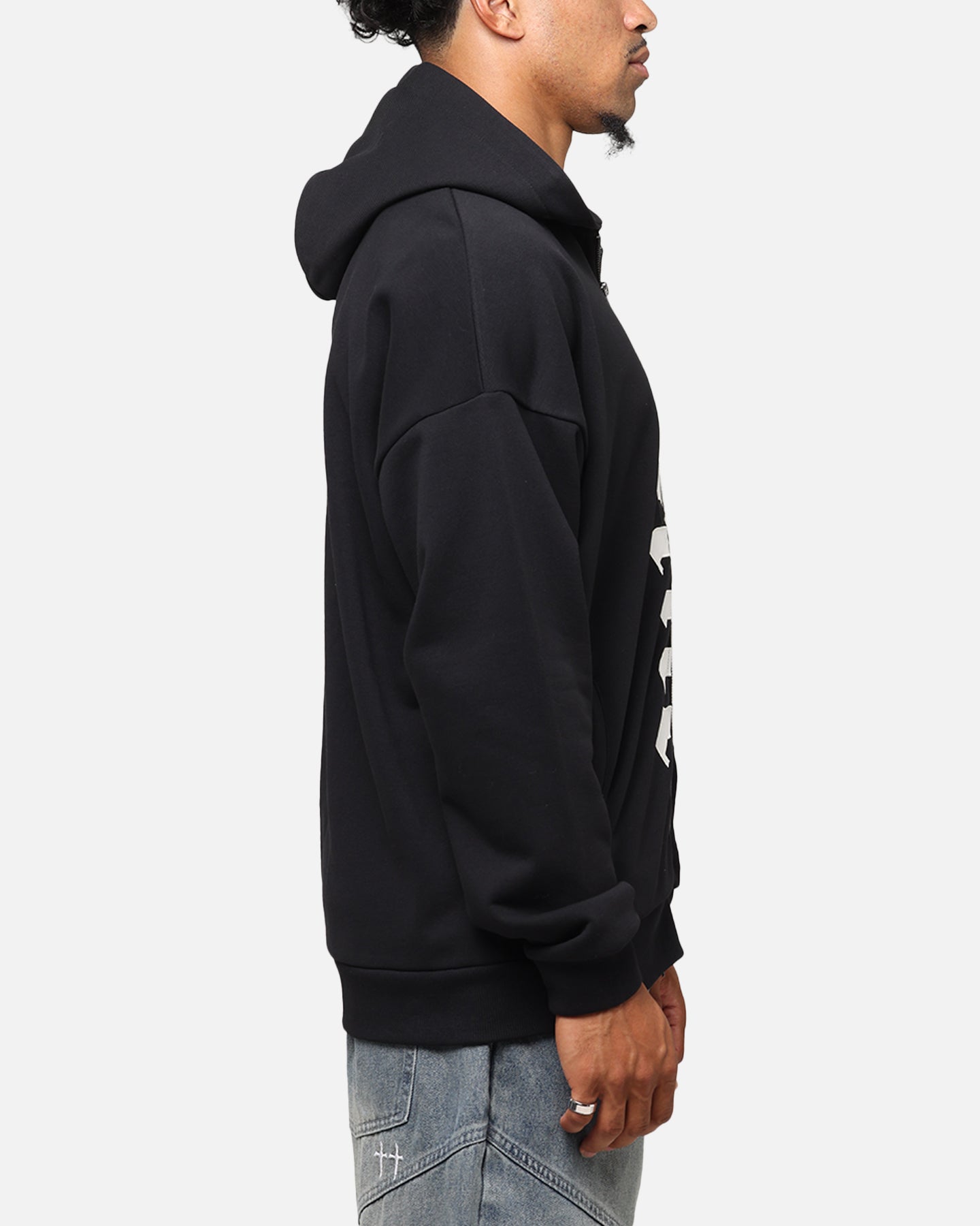 Saint Morta Gothic Distressed Zip Hoodie Black | Culture Kings US